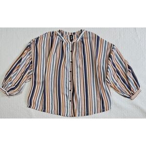 Agnes & Dora Oversized Striped Button Up Blouse